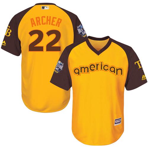 Rays #22 Chris Archer Gold 2016 All-Star American League Stitched Youth MLB Jersey